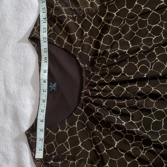 RAFAELLA Women's Brown/Cream Print Blouse-Scoop Neck-Sheer 3/4 Sleeves-EUC-Sz M - Picture 10 of 12
